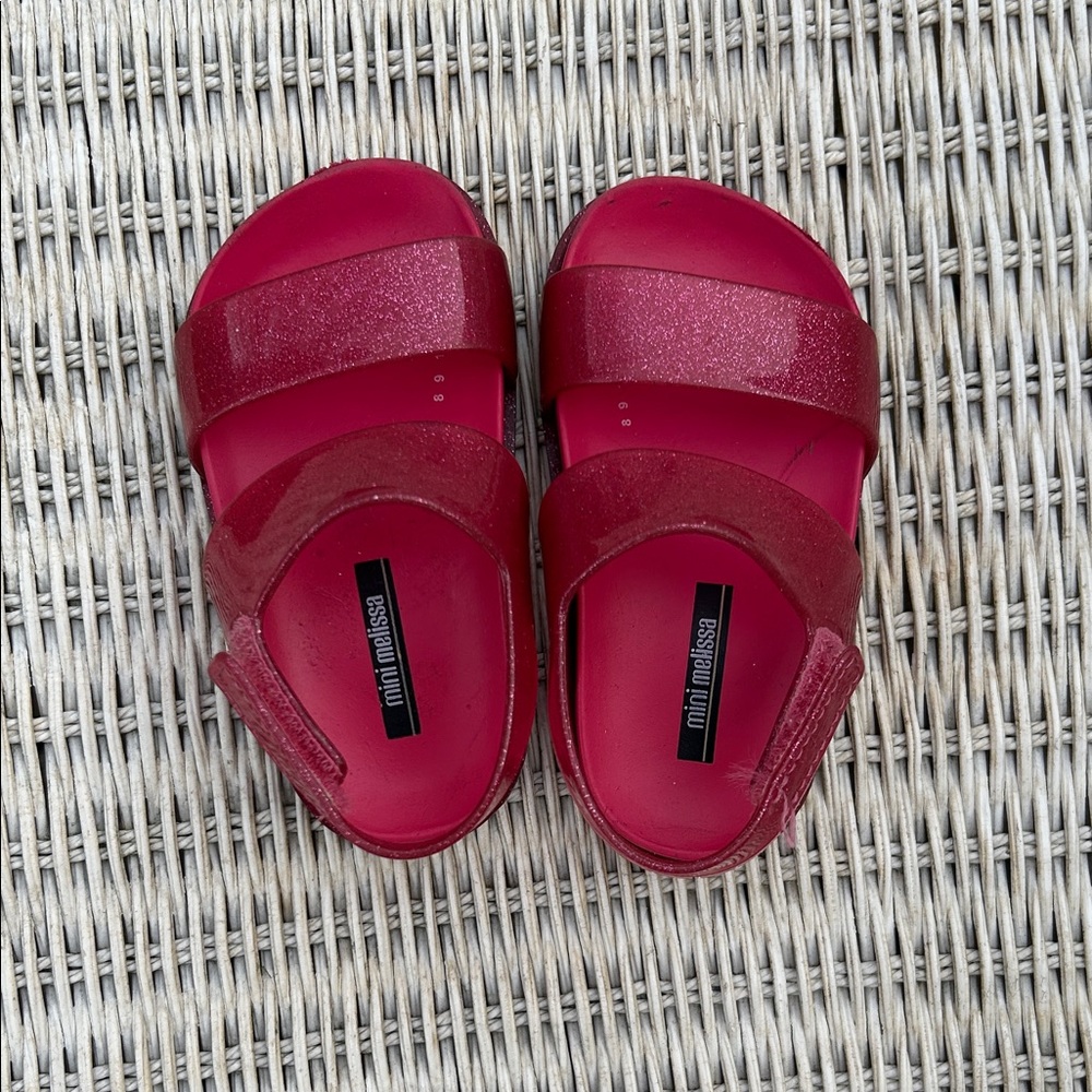 Mini Melissa Pink Glitter Kids Sandals